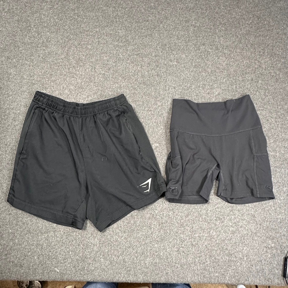 Gymshark Shorts Bundle Mens Training & Womens Lifting Club Biker Shorts Black S